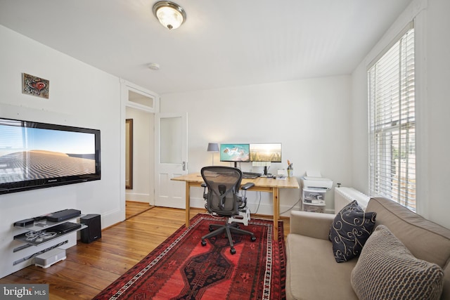 office with hardwood / wood-style floors