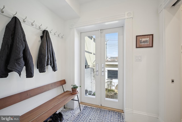 mudroom with french doors