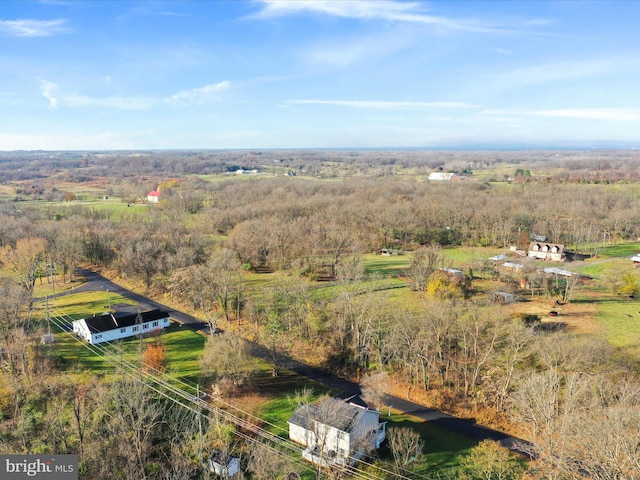 aerial view with a rural view