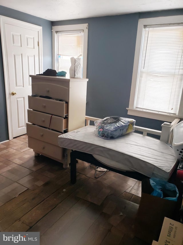 interior space with hardwood / wood-style floors