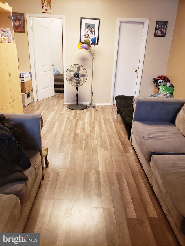 living room with light wood-type flooring