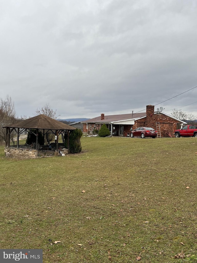 view of yard with a gazebo