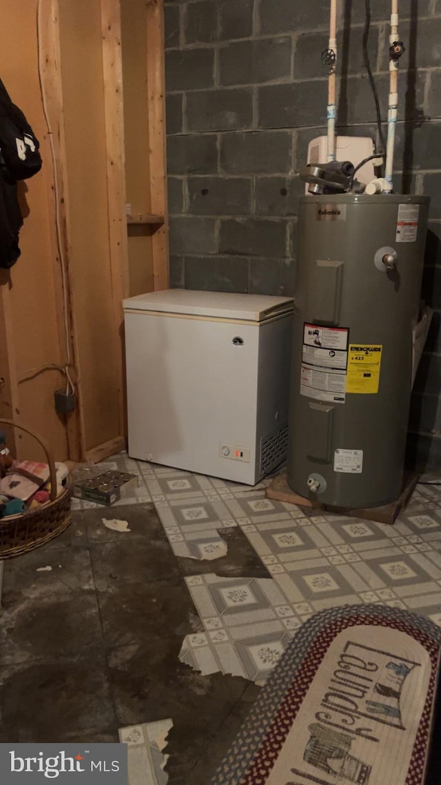 utility room with water heater