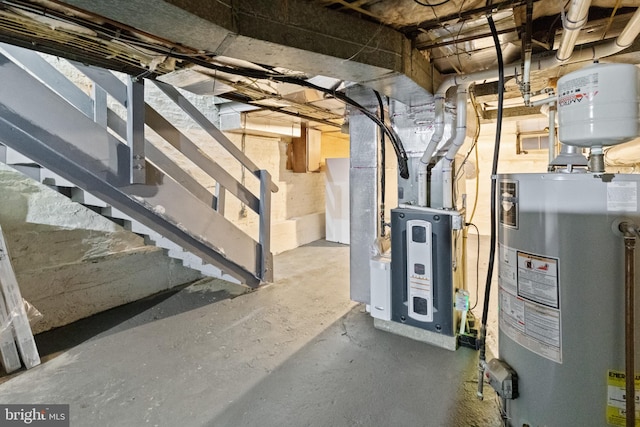 utility room with water heater