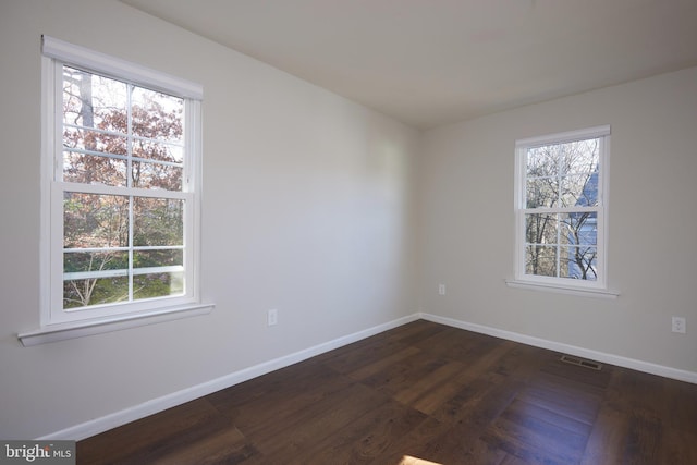 empty room featuring dark hardwood / wood-style floors and a wealth of natural light