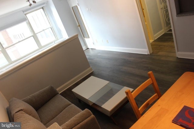 stairway featuring hardwood / wood-style floors