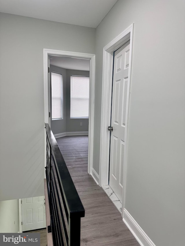 corridor featuring light wood-type flooring