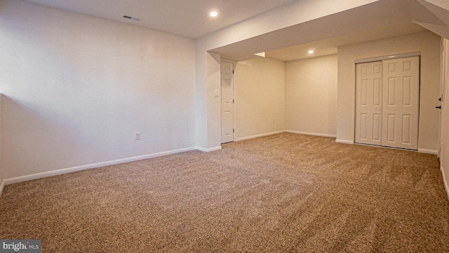 basement featuring carpet floors