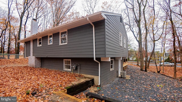 view of property exterior featuring central AC unit