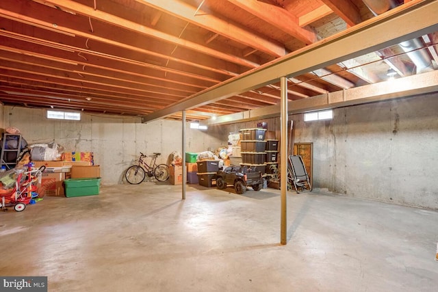 basement with a healthy amount of sunlight