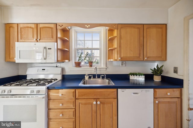 kitchen with white appliances and sink