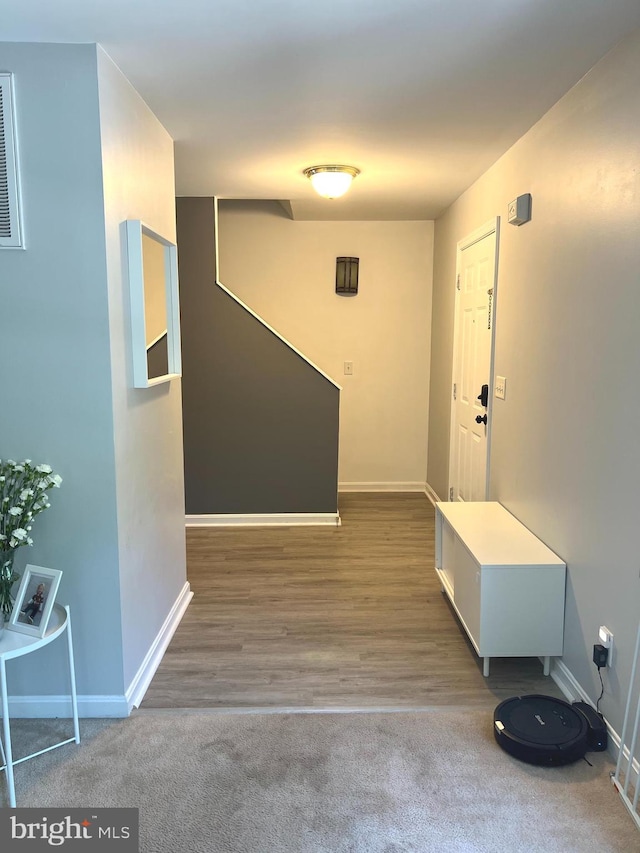 hall featuring wood-type flooring