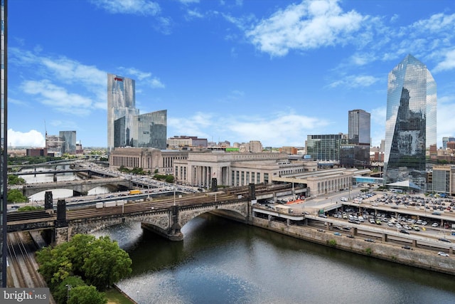 view of city featuring a water view