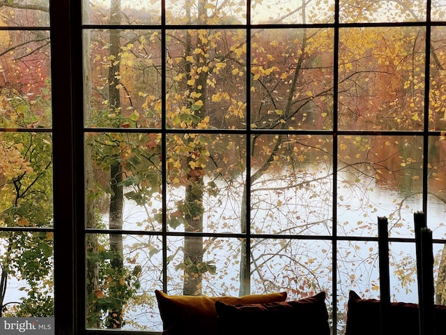 room details featuring a water view