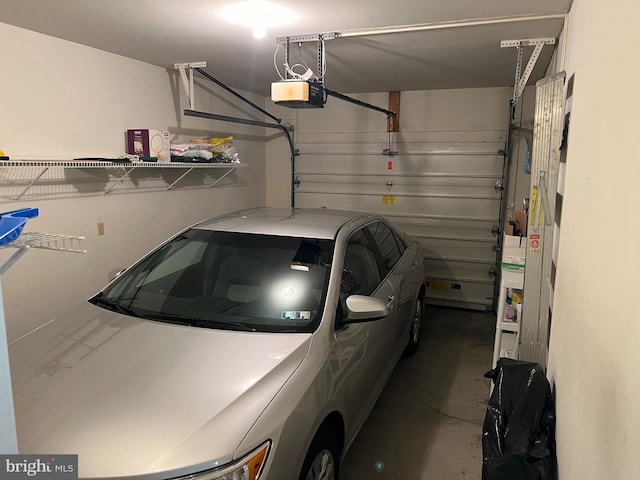 garage with a garage door opener