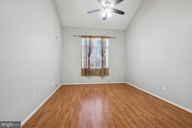 empty room featuring ceiling fan and wood-type flooring