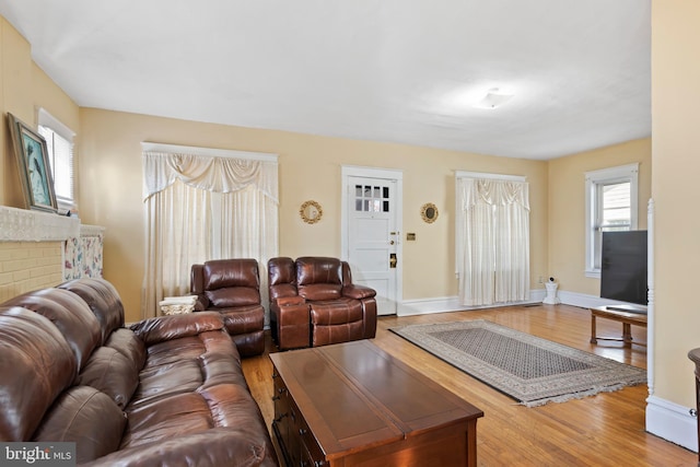 living room with hardwood / wood-style floors