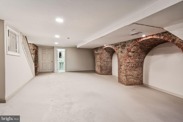 basement with carpet floors