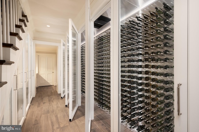 wine area featuring hardwood / wood-style flooring