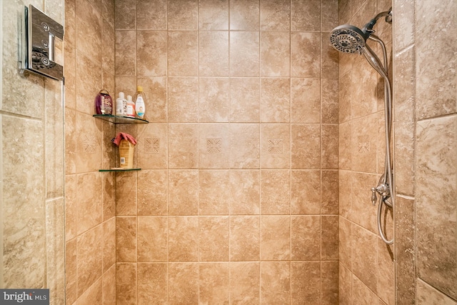 details with a tile shower