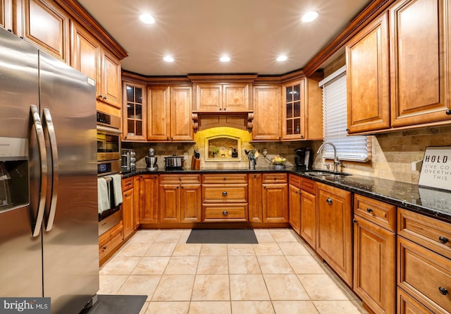716 Marshall St, Edgewater Park, NJ 08010 - kitchen featuring stainless steel appliances, a sink, brown cabinetry, and recessed lighting