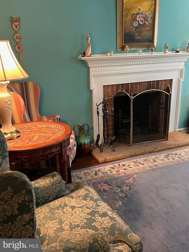 9221 Greenhouse Cir, Nottingham, MD 21236 - living area with a fireplace