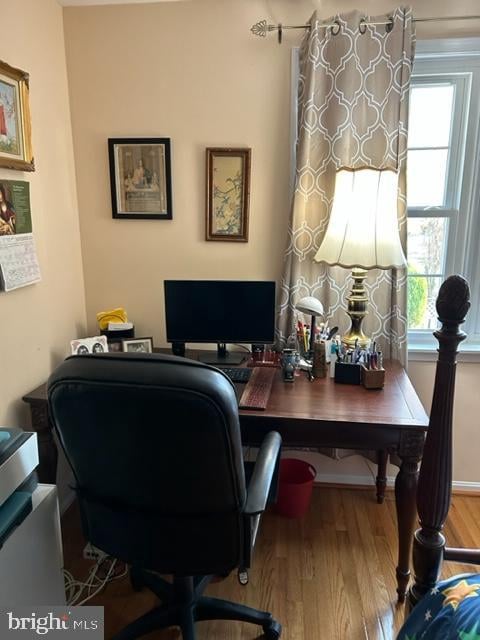 office area featuring hardwood / wood-style floors