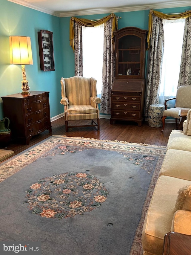 9221 Greenhouse Cir, Nottingham, MD 21236 - living area with healthy amount of natural light, hardwood / wood-style floors, and crown molding