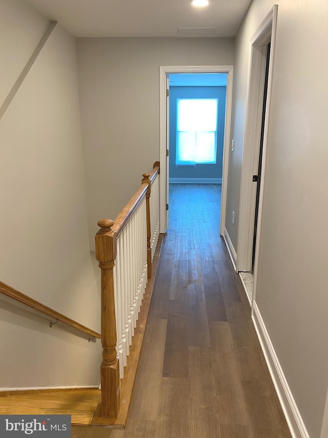 365 Union Aly, Pottstown, PA 19464 - hall with an upstairs landing, dark wood-style flooring, and baseboards