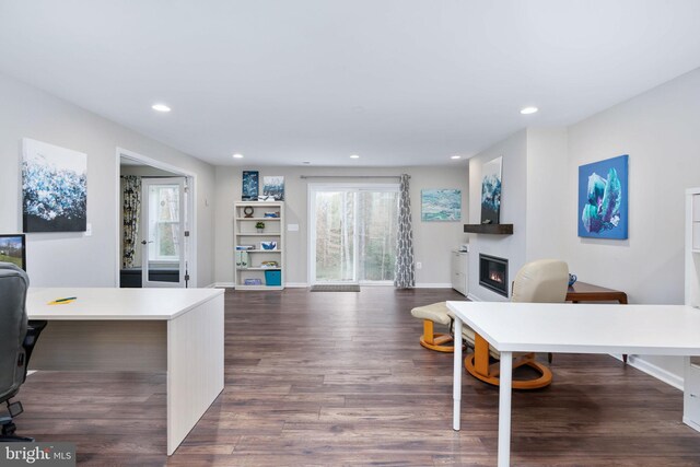 office featuring dark hardwood / wood-style floors