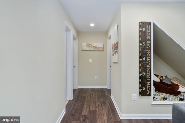 hall featuring dark hardwood / wood-style flooring