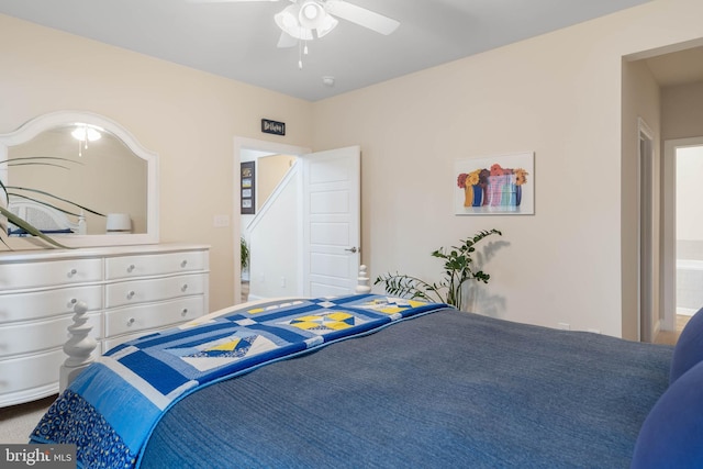 bedroom featuring ceiling fan