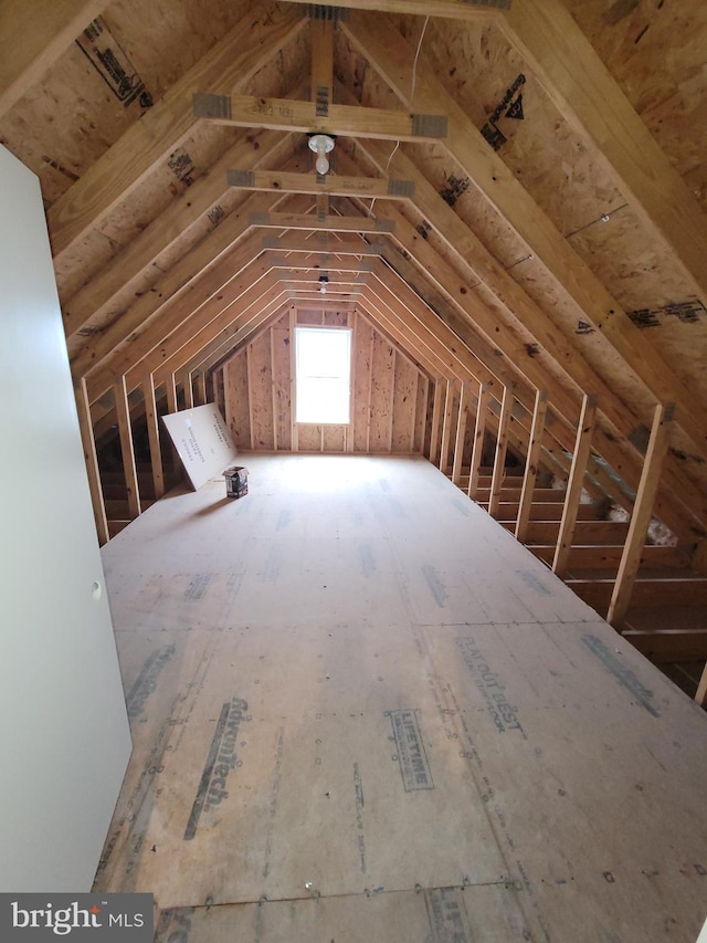 view of unfinished attic