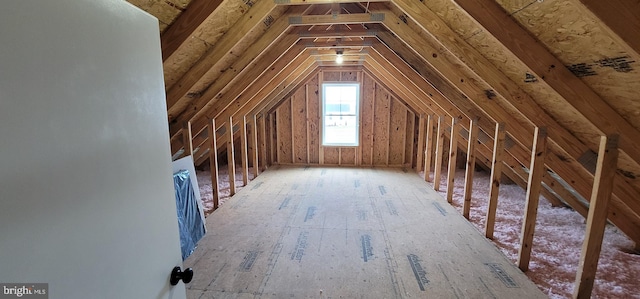 view of unfinished attic