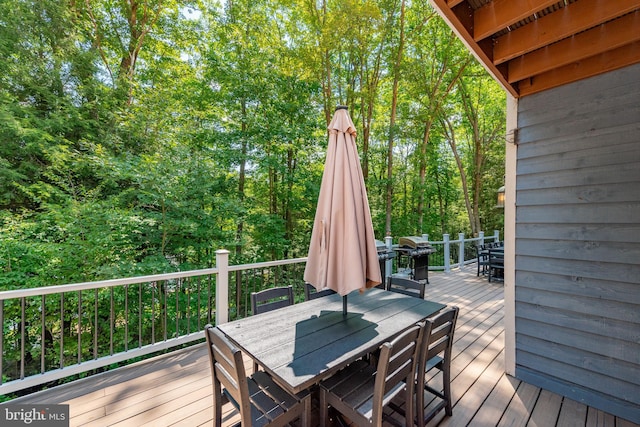 deck featuring grilling area