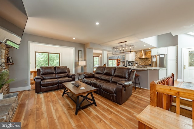 living room featuring light hardwood / wood-style floors