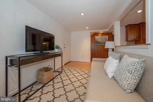 living room with light wood-type flooring