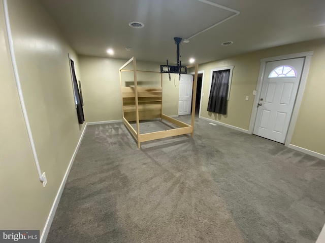 basement with carpet floors