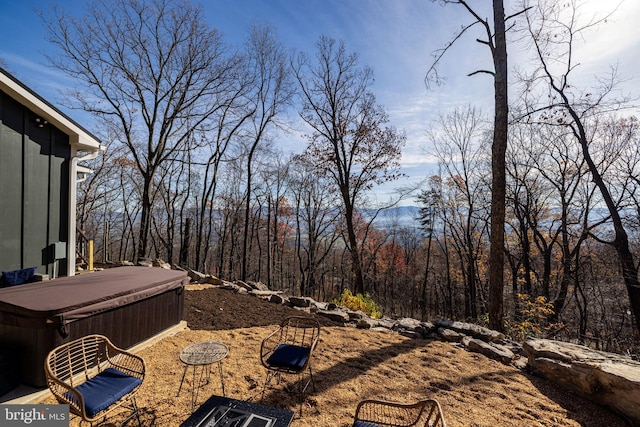 view of yard featuring a hot tub