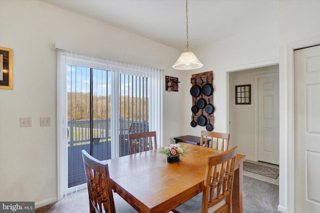 view of carpeted dining room