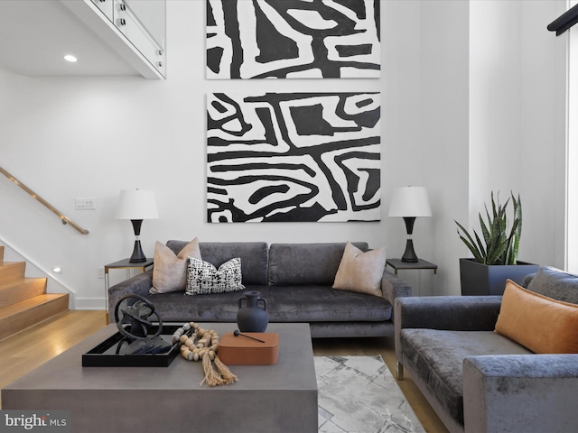 living room featuring light hardwood / wood-style floors