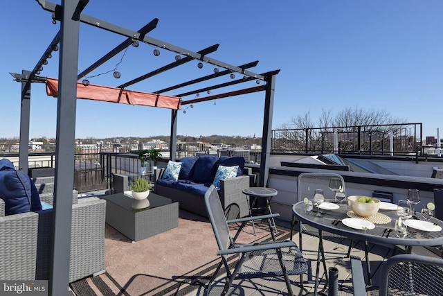 view of patio featuring a pergola and an outdoor hangout area