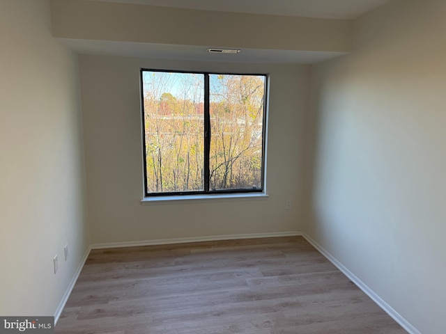 unfurnished room featuring a wealth of natural light and light hardwood / wood-style flooring