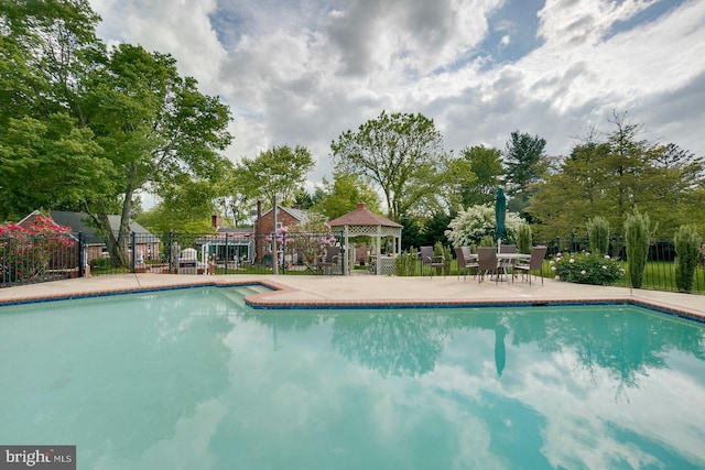 view of pool featuring a gazebo