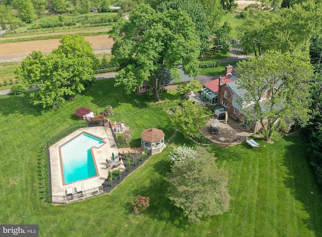 drone / aerial view featuring a rural view