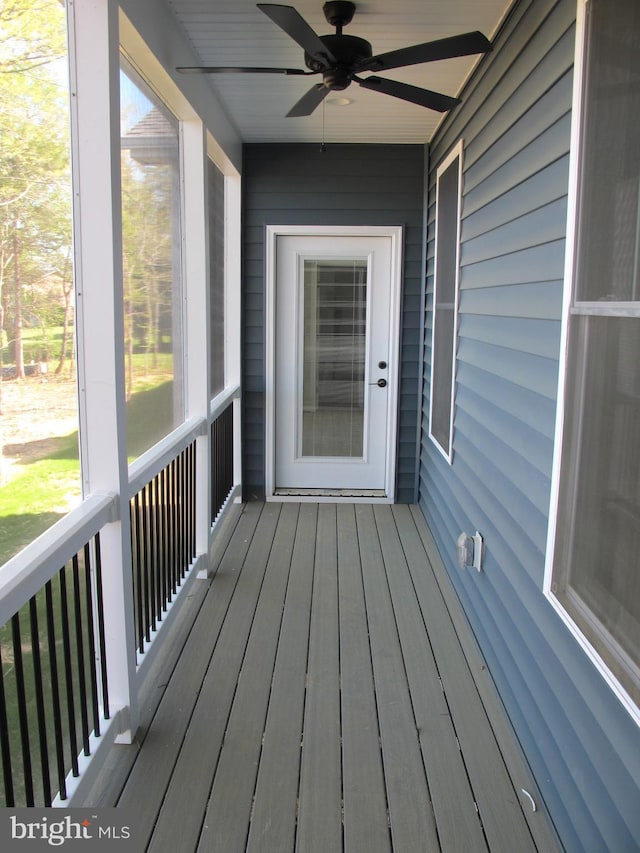 1240 Shore Dr, Colonial Beach, VA 22443 - wooden deck with ceiling fan