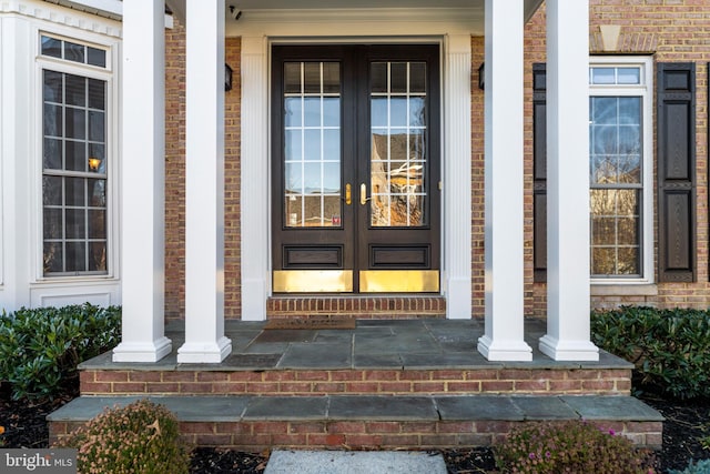 view of exterior entry with french doors