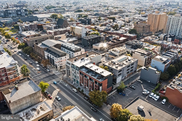 aerial view with a city view