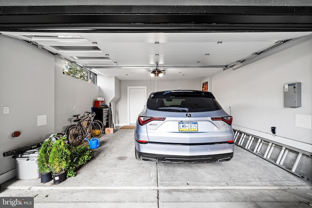 garage with a garage door opener