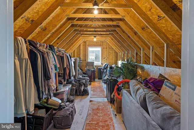 view of unfinished attic